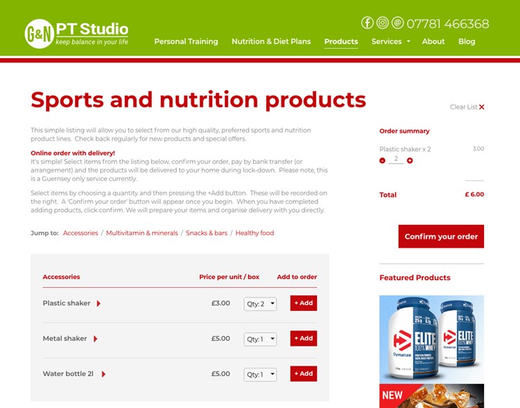 Health and nutrition products on Guernsey